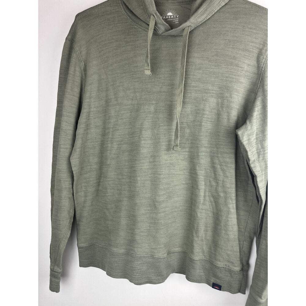 Faherty Sunwashed Slub Hoodie Trail Olive Green Organic Cotton Pullover Men's L - Picture 8 of 12